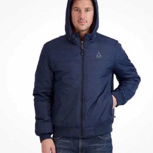 NEW Mens Gerry Hooded Bomber Jacket M NWT Blue Lined Water Resistant Nylon - Picture 14 of 14